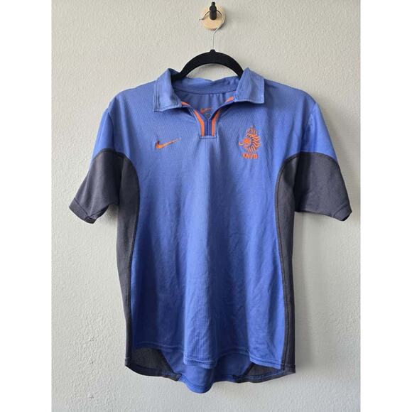 Nike Netherlands KNVB Soccer Jersey Blue Away Shirt 2000-02 Vintage XL Youth - Picture 1 of 10
